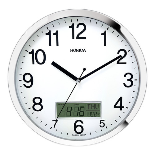 로니카 메탈유광 카렌다온도계 무소음벽시계 R305MC